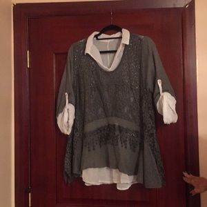 White shirt with sweater. Made in Italy. Set of 2
